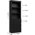 COZONY Bibliothèque haute de 178 cm avec 3 tiroirs et 3 étagères ouvertes - Meuble de rangement moderne en bois pour salon, bureau