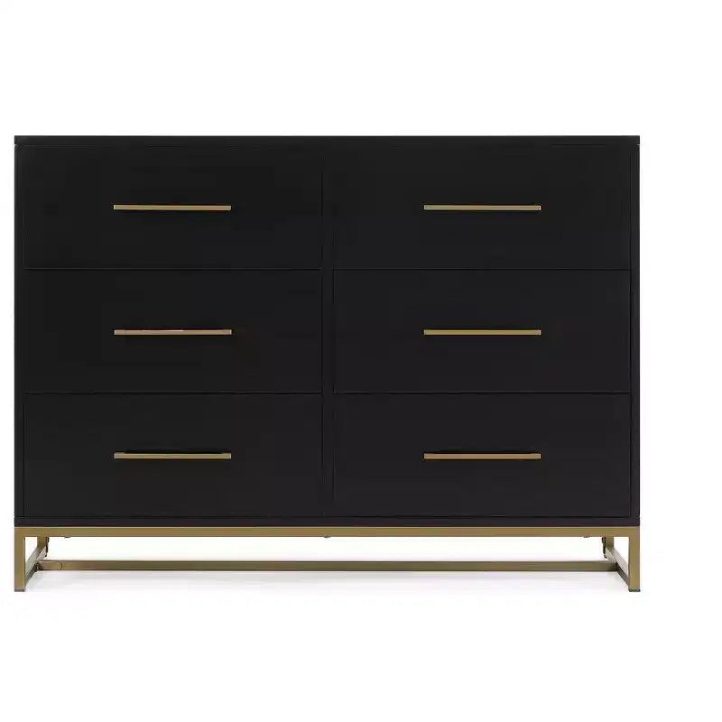 Delta Children Jade 6 Drawer Dresser with Interlocking Drawers, Ebony with Melted Bronze