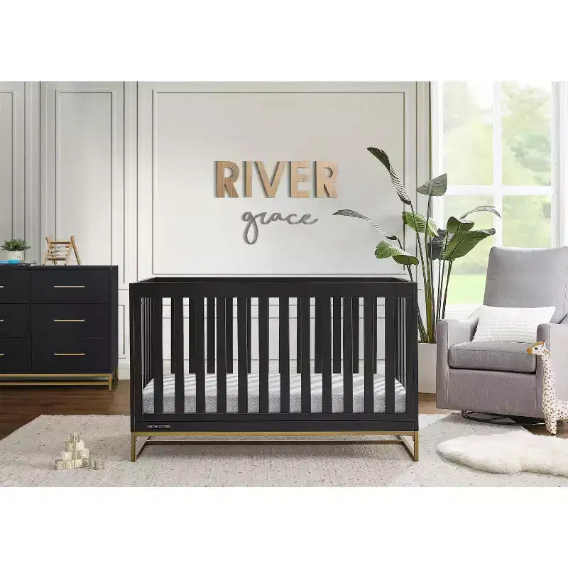 Commode Delta Children Jade à 6 tiroirs avec tiroirs emboîtables, ébène avec bronze fondu