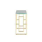 Console moderne Okak 47 pouces avec plateau en verre, table d'entrée avec pieds en acier inoxydable, table d'appoint pour salon, couloir