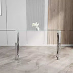 Console moderne Okak 47 pouces avec plateau en verre, table d'entrée avec pieds en acier inoxydable, table d'appoint pour salon, couloir