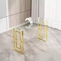 Okak 47IN Modern Console Table with Glass Tabletop, Entryway Table with Stainless Steel Feet, Accent Table for Living Room, Hallway