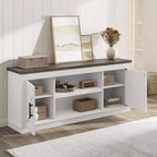 Meuble TV de ferme COZONY avec portes de grange cannelées et rangement pour salon