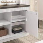 Meuble TV de ferme COZONY avec portes de grange cannelées et rangement pour salon