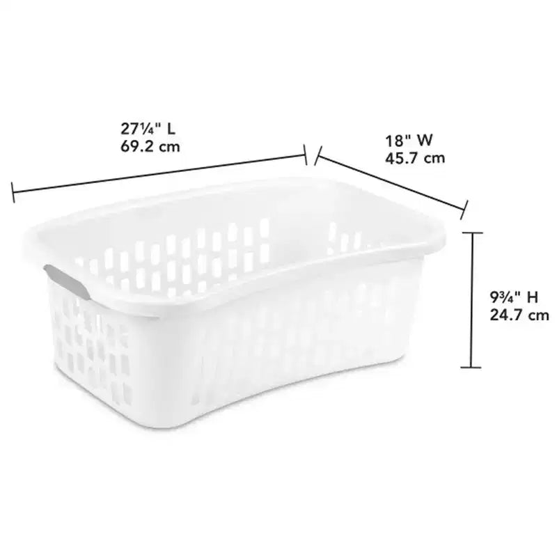Panier à linge Sterilite HipHold, panier en plastique de 53 litres, blanc, lot de 12