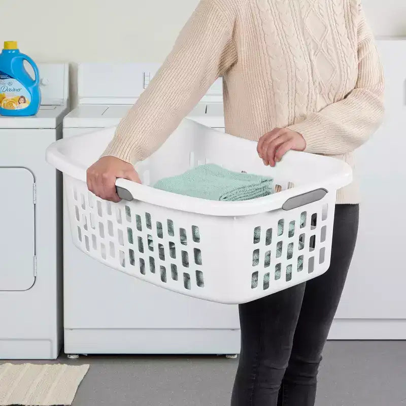 Panier à linge Sterilite HipHold, panier en plastique de 53 litres, blanc, lot de 12