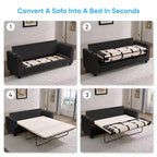 Canapé-lit Mjkone convertible avec matelas en mousse à mémoire de forme, porte-gobelets, ports de chargement USB