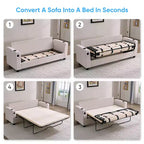 Canapé-lit Mjkone convertible avec matelas en mousse à mémoire de forme, porte-gobelets, ports de chargement USB