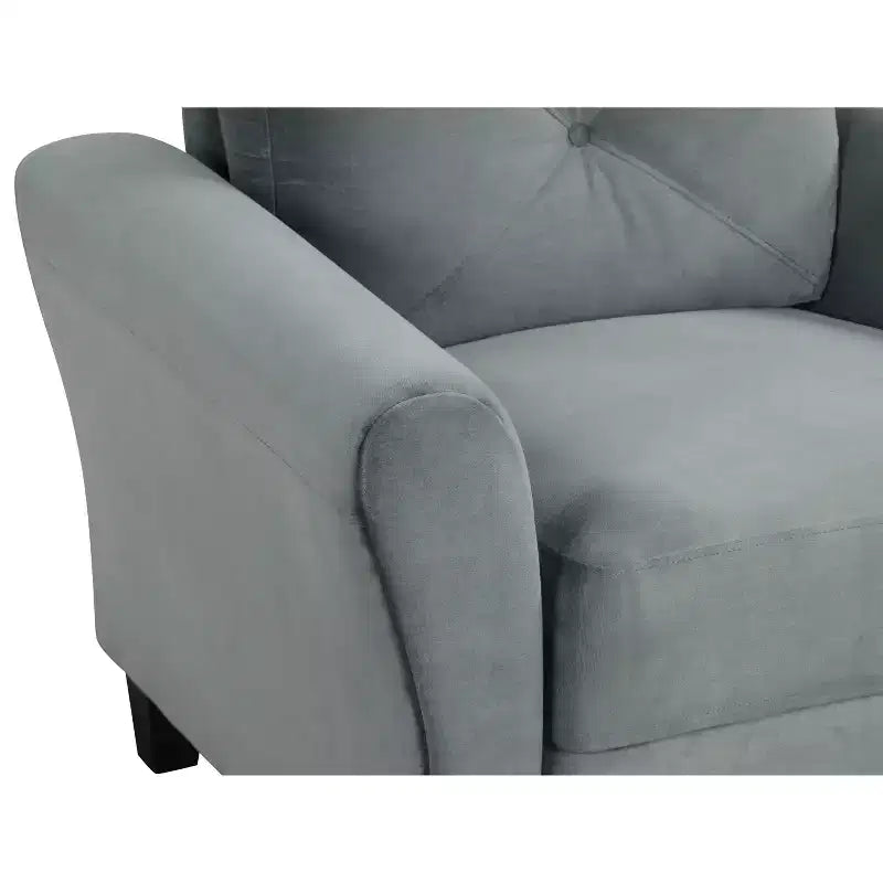 PexFix Canapé 2 places en velours avec dossier capitonné, canapé sectionnel moderne et confortable pour salon, chambre, bureau, gris