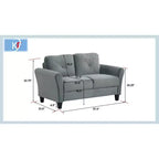 PexFix Canapé 2 places en velours avec dossier capitonné, canapé sectionnel moderne et confortable pour salon, chambre, bureau, gris