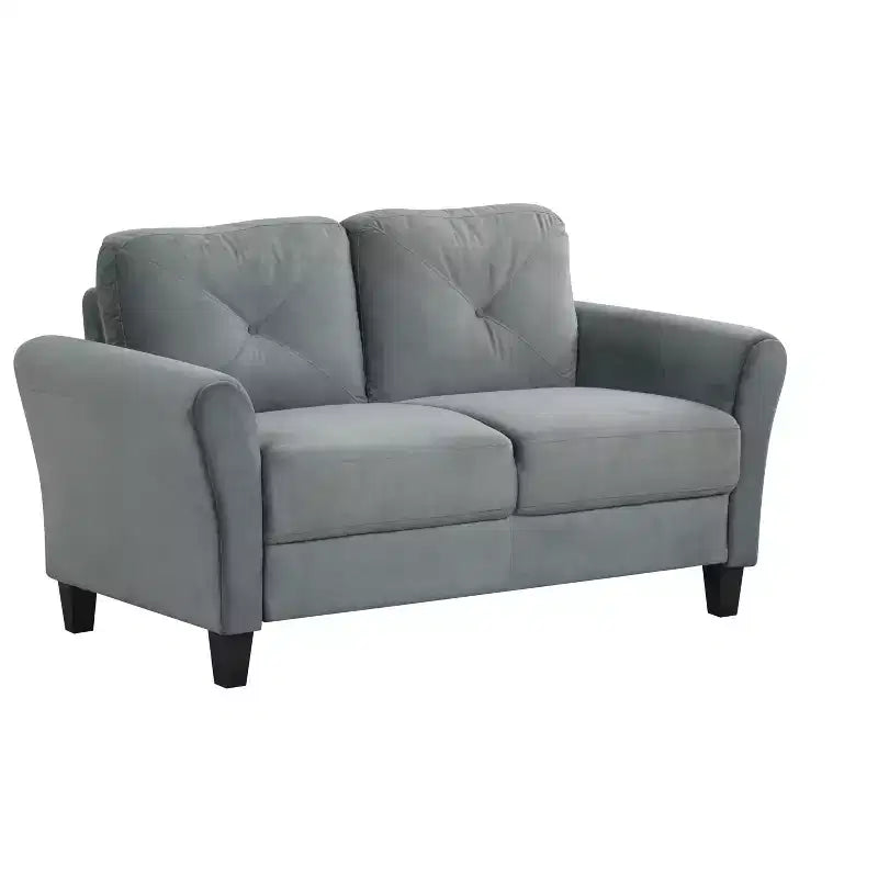 PexFix Canapé 2 places en velours avec dossier capitonné, canapé sectionnel moderne et confortable pour salon, chambre, bureau, gris