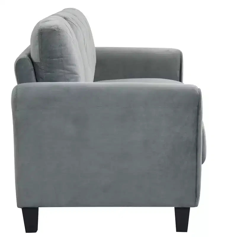 PexFix Canapé 2 places en velours avec dossier capitonné, canapé sectionnel moderne et confortable pour salon, chambre, bureau, gris