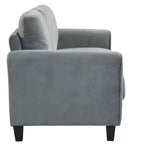 PexFix Canapé 2 places en velours avec dossier capitonné, canapé sectionnel moderne et confortable pour salon, chambre, bureau, gris
