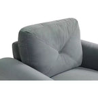 PexFix Canapé 2 places en velours avec dossier capitonné, canapé sectionnel moderne et confortable pour salon, chambre, bureau, gris