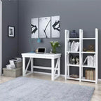 Okak Bureau d'ordinateur moderne 120 cm avec pieds renforcés, bureau avec 1 tiroir, bureau debout pour salon, bureau, étude, blanc