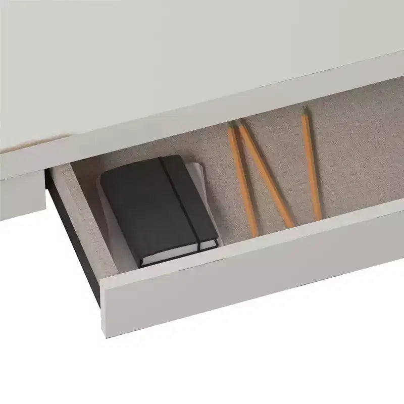 Okak Bureau d'ordinateur moderne 120 cm avec pieds renforcés, bureau avec 1 tiroir, bureau debout pour salon, bureau, étude, blanc