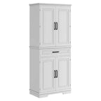 Multi-Room Storage Solution: 72 Tall White Pantry Cabinet w/ Drawer, Adjustable Shelves & Door Racks for Kitchen, Bathroom or Dining Room