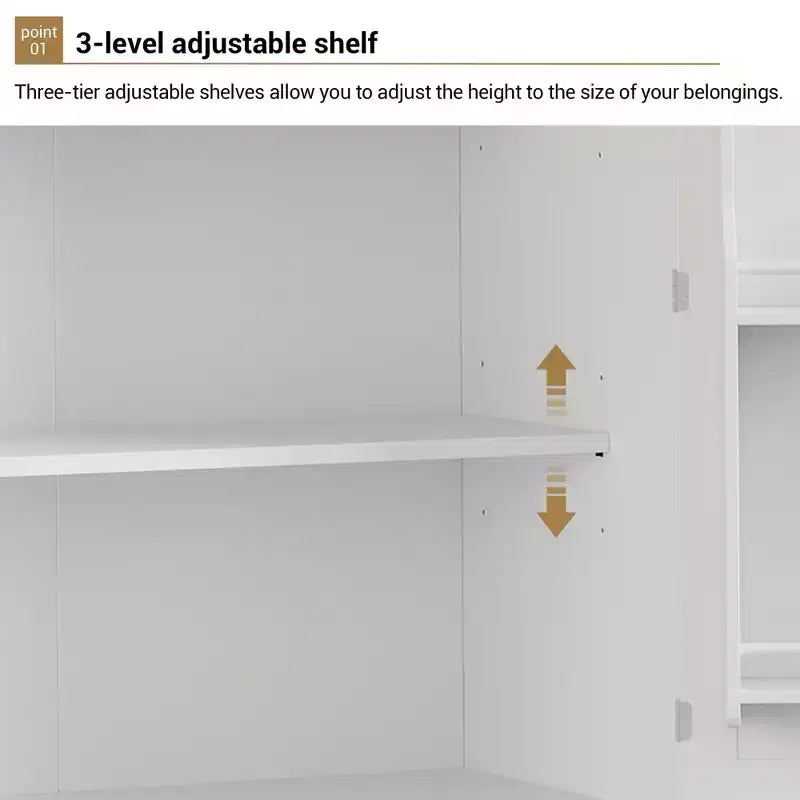 Solution de rangement multi-pièces : Armoire de garde-manger haute de 72 po blanche avec tiroir, étagères réglables et rangements de porte pour cuisine, salle de bain ou salle à manger