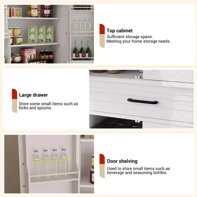 Solution de rangement multi-pièces : Armoire de garde-manger haute de 72 po blanche avec tiroir, étagères réglables et rangements de porte pour cuisine, salle de bain ou salle à manger