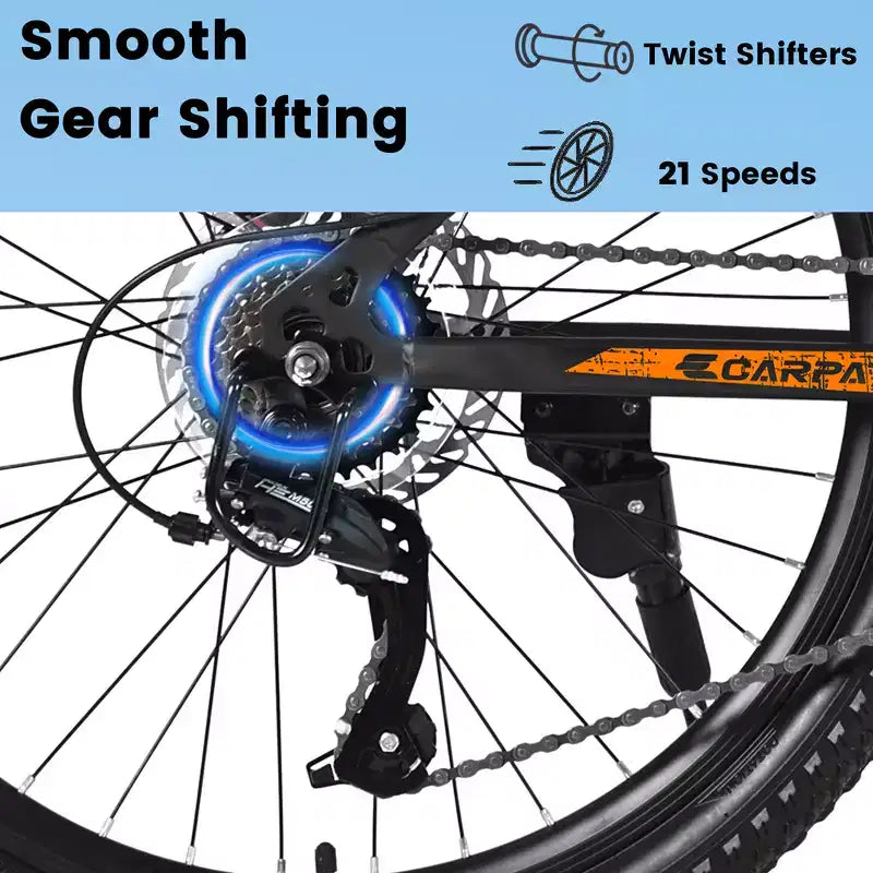 VTT Zeus & Ruta 26 avec 21 vitesses, double suspension, cadre en acier à haute teneur en carbone, pour adultes et adolescents