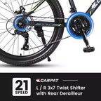 VTT Zeus & Ruta 24 avec 21 vitesses, double frein à disque, cadre en acier durable pour garçons et filles