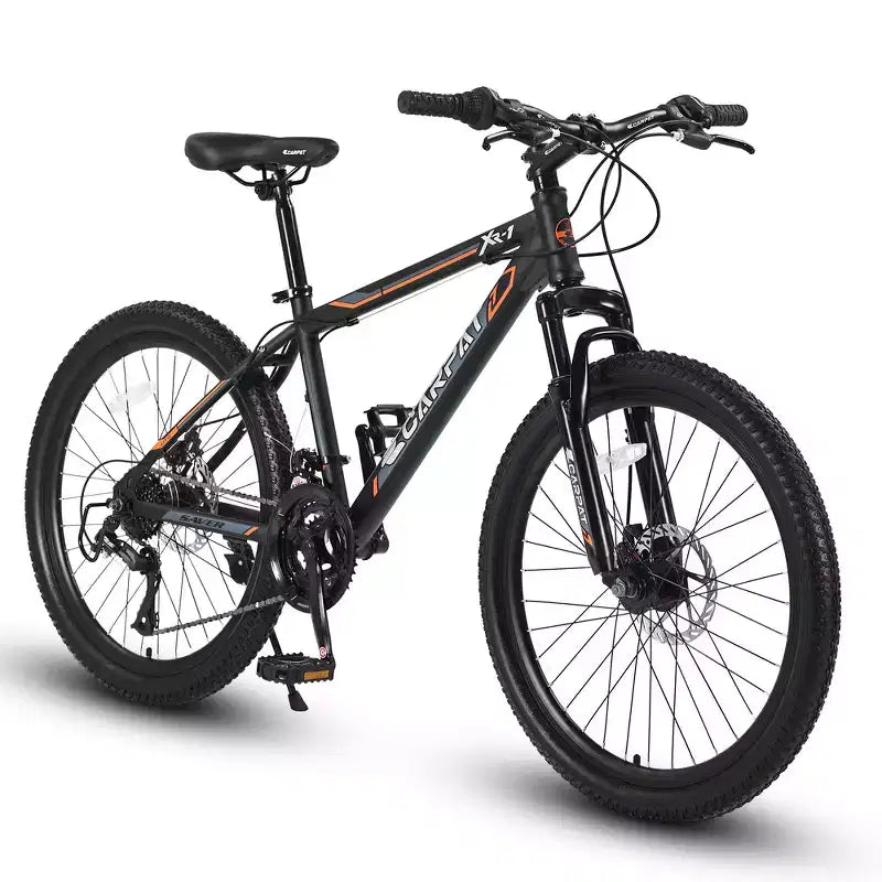 VTT Zeus & Ruta 24 avec 21 vitesses, double frein à disque, cadre en acier durable pour garçons et filles
