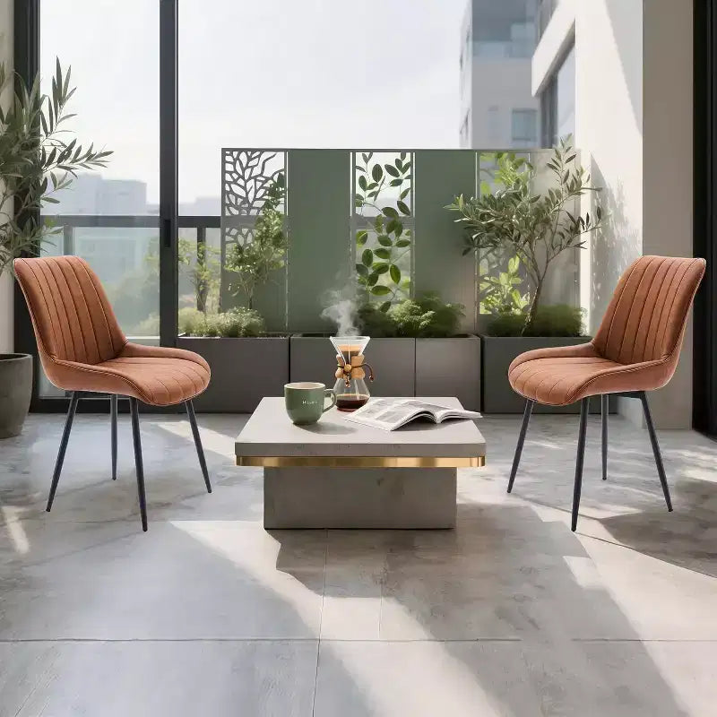 Chaise de salle à manger moderne GustoWave, lot de 2, chaises de salle à manger confortables en cuir avec coussins épais et pieds en métal pour la cuisine