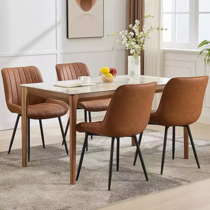Chaise de salle à manger moderne GustoWave, lot de 2, chaises de salle à manger confortables en cuir avec coussins épais et pieds en métal pour la cuisine