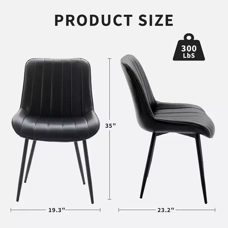 Chaise de salle à manger moderne GustoWave, lot de 2, chaises de salle à manger confortables en cuir avec coussins épais et pieds en métal pour la cuisine