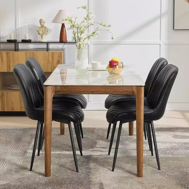 Chaise de salle à manger moderne GustoWave, lot de 2, chaises de salle à manger confortables en cuir avec coussins épais et pieds en métal pour la cuisine