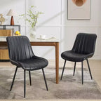 GustoWave Modern Dining Chairs Set of 2, Comfortable Leather Dining Room Chairs with Thick Cushions with Metal Legs for Kitchen