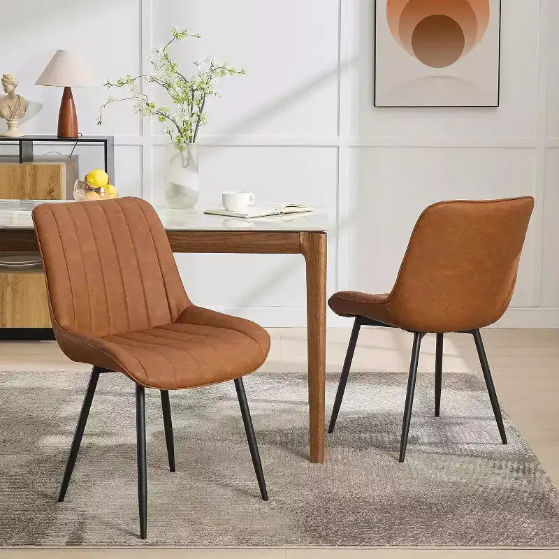 Chaise de salle à manger moderne GustoWave, lot de 2, chaises de salle à manger confortables en cuir avec coussins épais et pieds en métal pour la cuisine