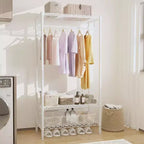 Portant à Vêtements Autonome, Tringle à Vêtements avec Barre, Organisateur de Rangement de Placard Réglable à 3 Niveaux, Armoire pour Chambre, Dortoir, Buanderie