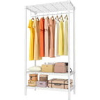 Portant à Vêtements Autonome, Tringle à Vêtements avec Barre, Organisateur de Rangement de Placard Réglable à 3 Niveaux, Armoire pour Chambre, Dortoir, Buanderie