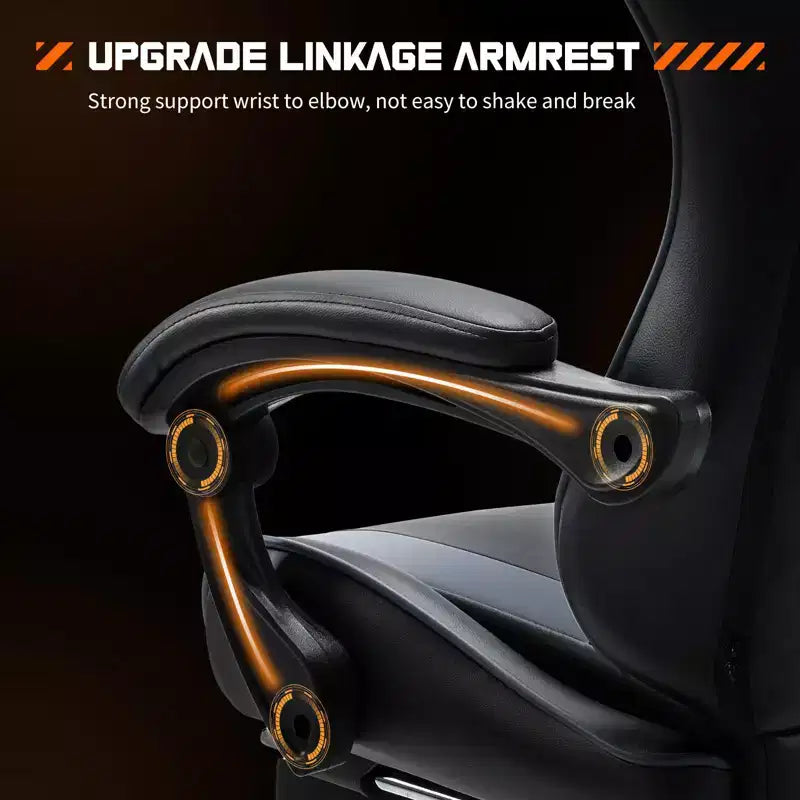 MAYEERTY Chaise de gaming Chaise de bureau ergonomique avec repose-pieds Soutien lombaire confortable en cuir PU Inclinable avec appuie-tête Accoudoir fixe