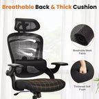 Chaise de bureau ergonomique Okak à dossier haut avec support lombaire réglable, chaise de jeu avec appuie-tête en maille, chaise d'ordinateur pour la maison, le bureau