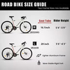 Vélo de Route Whisen, Cadre en Aluminium Léger, Freins à Disque, 16 Vitesses, Accélération Rapide, Adapté aux Hommes et aux Femmes