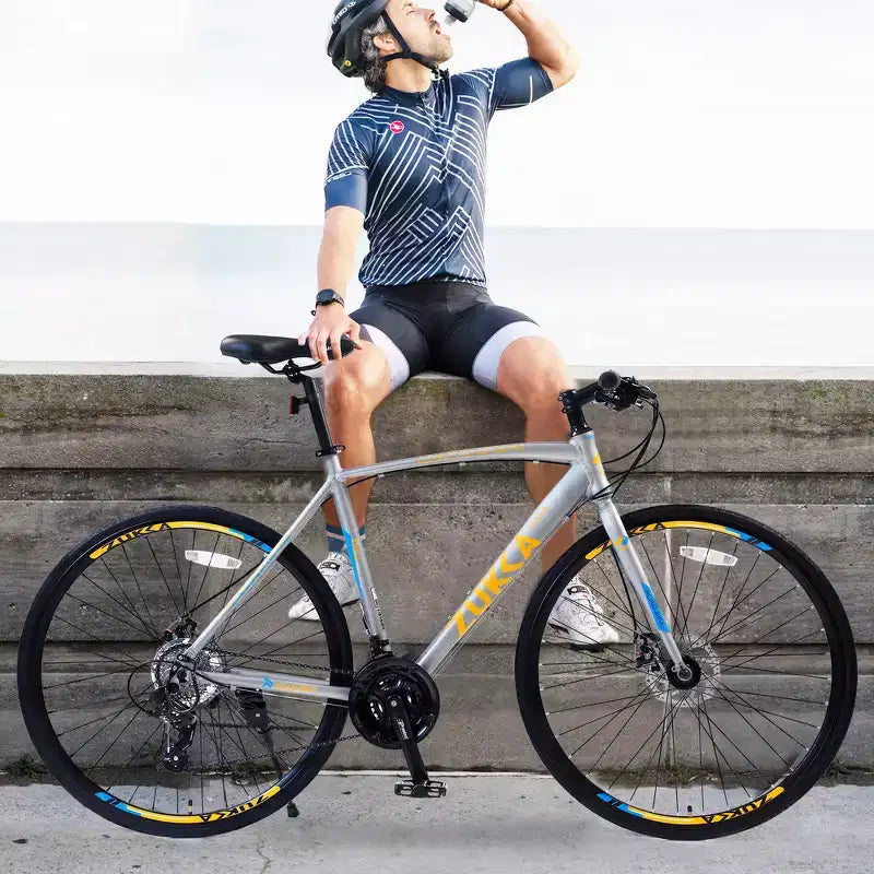 Vélo hybride adulte Whisen 28, vélo de route avec vitesses 24 rapports, freins à disque