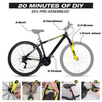 Hykolity Vélo tout-terrain 29 pouces 29r VTT Sport Grand vélo Suspendu Léger Cyclisme en extérieur pour Adulte Homme Femme Gris neutre