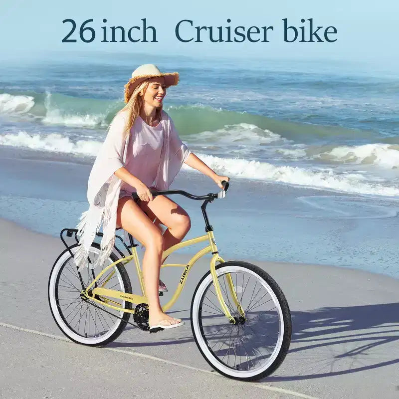 Vélo de plage Whisen 26 pour hommes, vélo à vitesse unique avec cadre en acier, roues larges pour la stabilité