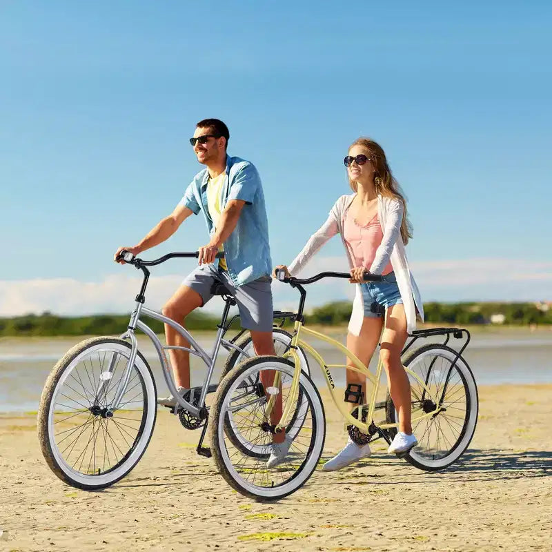 Vélo de plage Whisen 26 pour hommes, vélo à vitesse unique avec cadre en acier, roues larges pour la stabilité