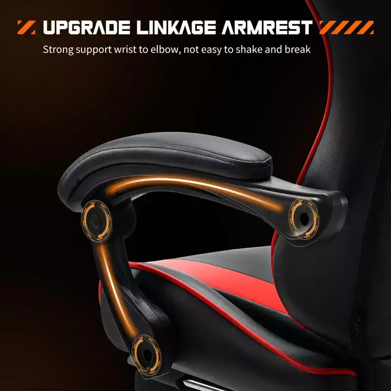 Chaise de jeu ergonomique Okak avec repose-pieds et soutien lombaire, chaise d'ordinateur avec appuie-tête et accoudoir, chaise à roulettes pour l'étude et le bureau