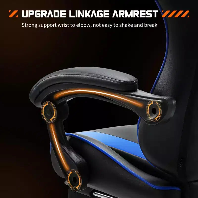 Chaise de jeu ergonomique Okak avec repose-pieds et soutien lombaire, chaise d'ordinateur avec appuie-tête et accoudoir, chaise à roulettes pour l'étude et le bureau