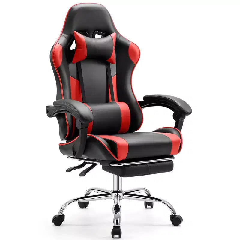 Chaise de jeu ergonomique Okak avec repose-pieds et soutien lombaire, chaise d'ordinateur avec appuie-tête et accoudoir, chaise à roulettes pour l'étude et le bureau