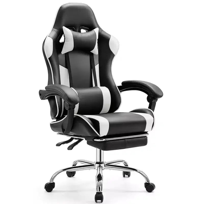 Chaise de jeu ergonomique Okak avec repose-pieds et soutien lombaire, chaise d'ordinateur avec appuie-tête et accoudoir, chaise à roulettes pour l'étude et le bureau