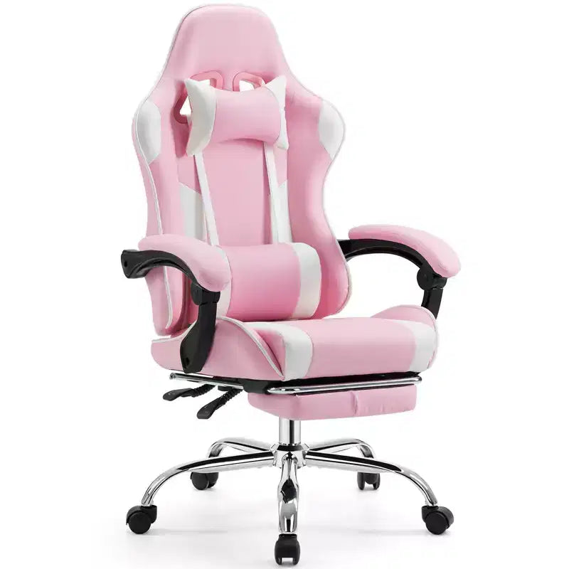 Chaise de jeu ergonomique Okak avec repose-pieds et soutien lombaire, chaise d'ordinateur avec appuie-tête et accoudoir, chaise à roulettes pour l'étude et le bureau
