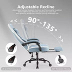 Chaise de bureau ergonomique Okak avec accoudoirs rembourrés, chaise de jeu avec repose-pieds et soutien lombaire, chaise pivotante à roulettes pour la maison et le bureau
