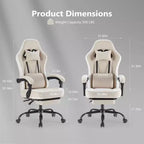 Chaise de bureau ergonomique Okak avec accoudoirs rembourrés, chaise de jeu avec repose-pieds et soutien lombaire, chaise pivotante à roulettes pour la maison et le bureau