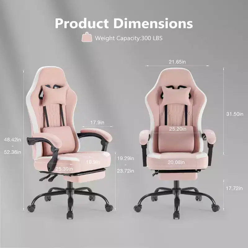 Chaise de bureau ergonomique Okak avec accoudoirs rembourrés, chaise de jeu avec repose-pieds et soutien lombaire, chaise pivotante à roulettes pour la maison et le bureau