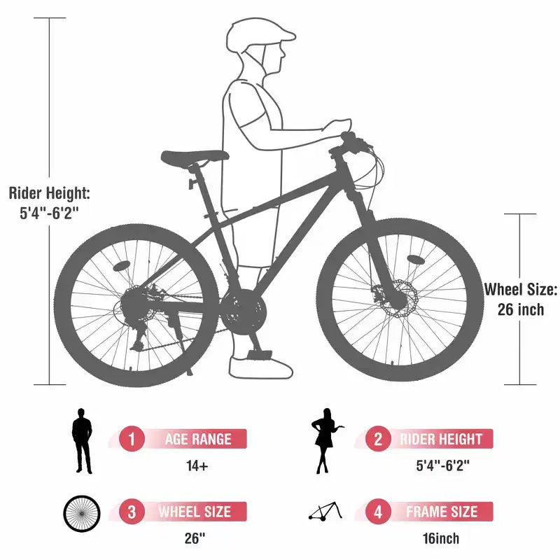 VTT tout suspendu Whisen 26 avec dérailleur arrière 8 vitesses, pneus KENDA à fourche, freins à double disque